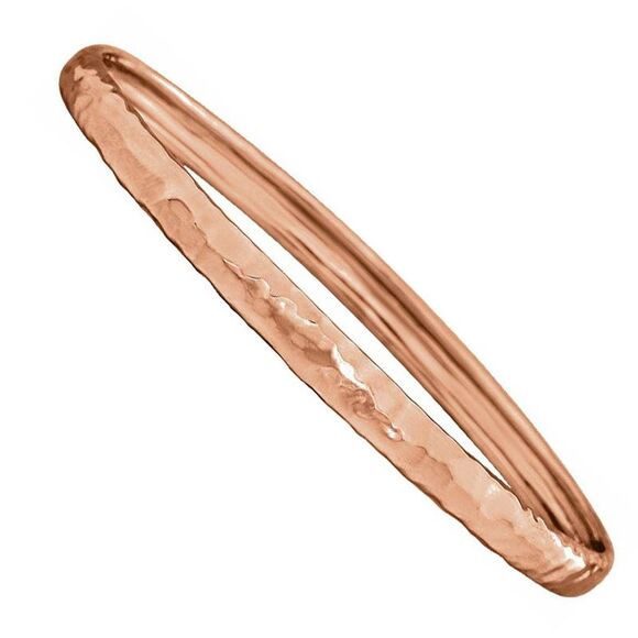 5mm 14k Rose Gold Solid Hammered Bangle Bracelet, 7.5 Inch - Picture 1 of 3